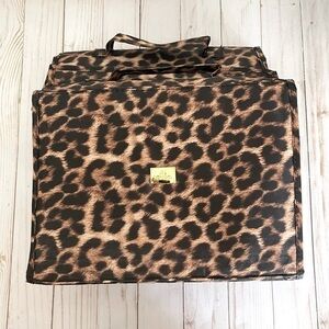 JM Collection Travel Leopard Fold Out Pouch Bag Brown